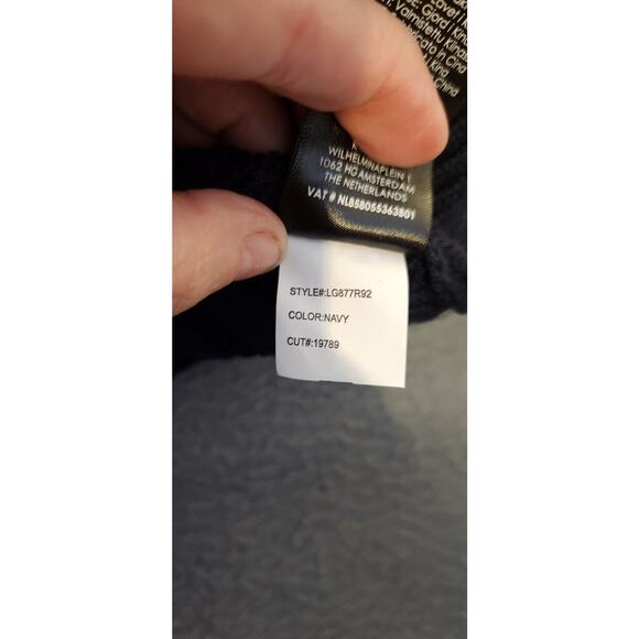 Liverpool‎ Fisherman Cable Knit Cardigan Sweater Men's Sz L Preppy Navy Blue - Picture 10 of 10